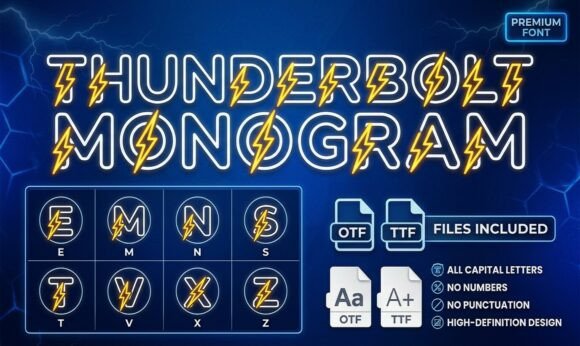 Thunderbolt Monogram: The High-Energy Display Font for Campaigns